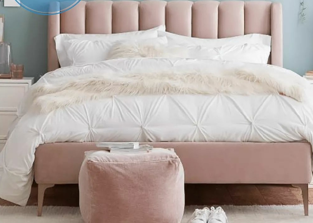 Blush Channel-Tufted Bed